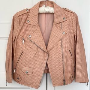Rebecca Minkoff Pink Perforated Leather Jacket, Size Small